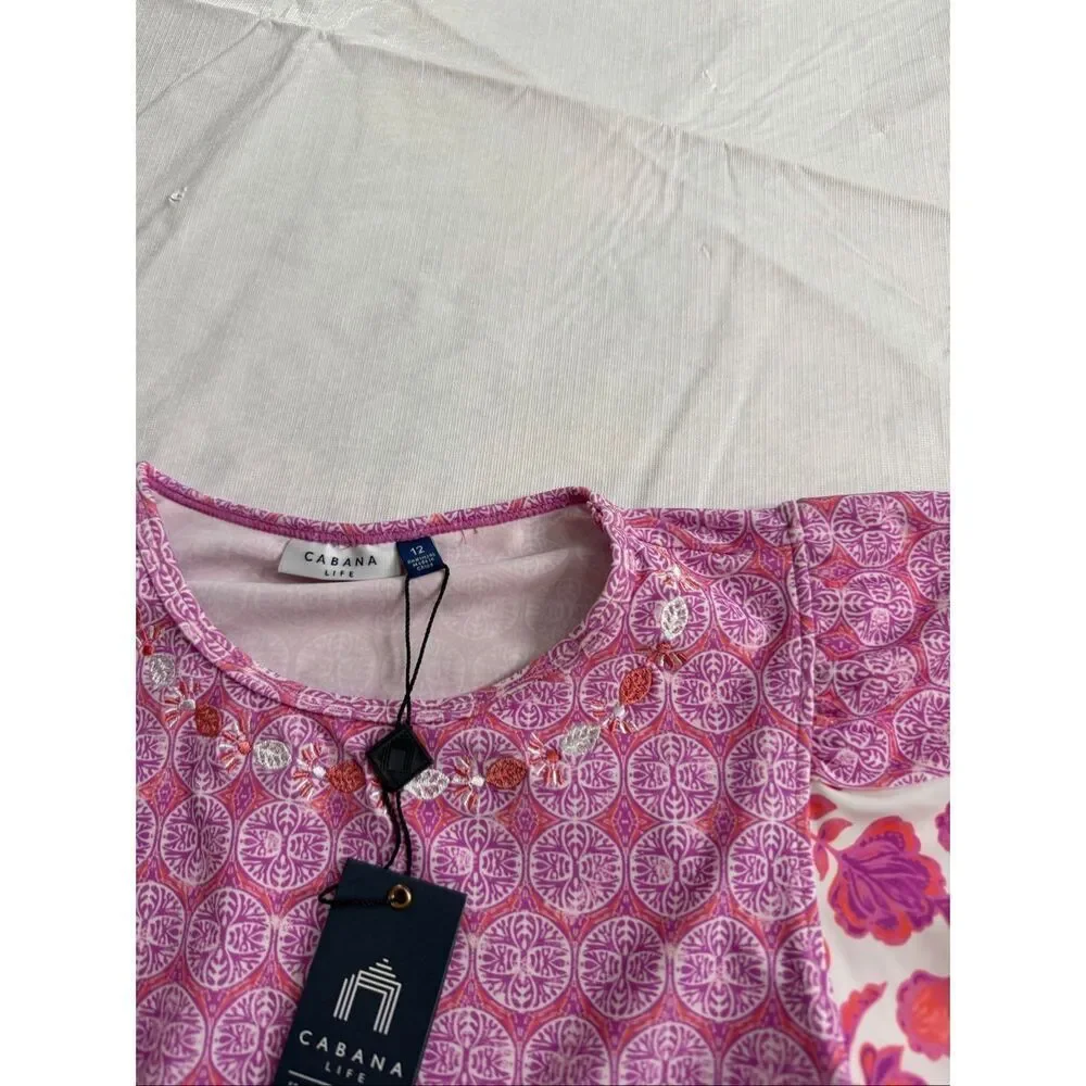 NWT Cabana Life Pink Amelia Island Ruffle Rash Guard Top Girls Size 12 New